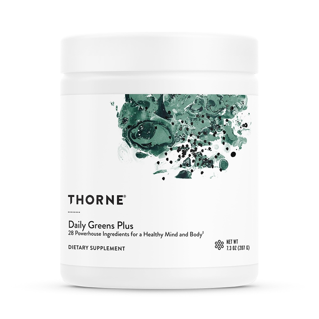 THORNE - Verdi giornalieri Plus - Polvere verde completa con Matcha, Spirulina, Moringa e Adaptogen, Funghi e miscele antiossidanti - rinfrescante, aroma di menta 7.2 Oz - 30 Serve