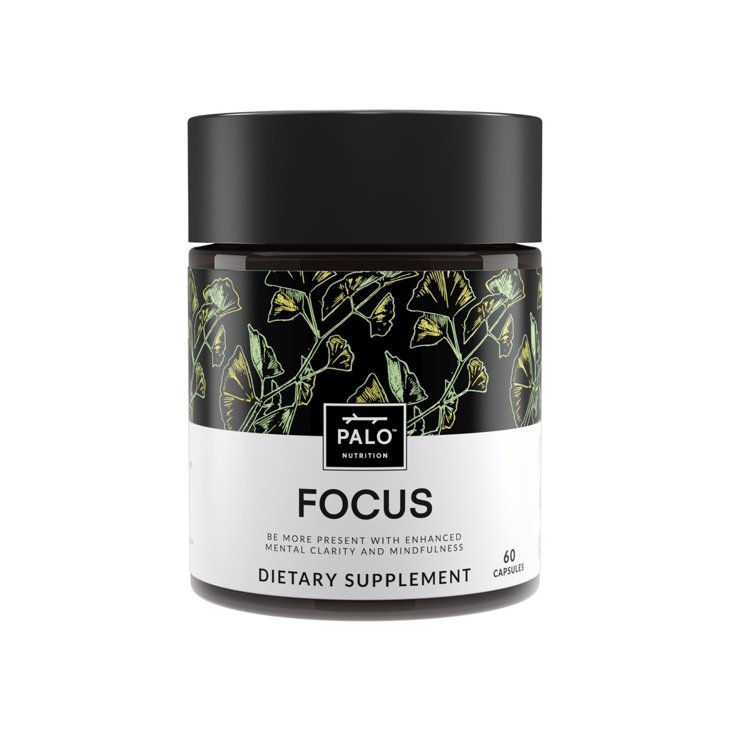 PALO FOCUS Brain Booster Integratore Naturale Nootropic per Memoria, Focus, Imparare, Reall, Attenzione e Cognizione - Ginkgo Biloba, Bacopa, Gotu Kola, Ashwagandha,, Mucuna 60 capsule