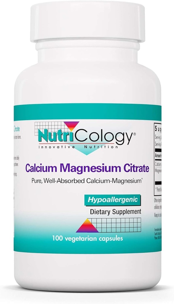 Nutrizione Calcio Magnesio Citrato Supplemento - Bone Salute, con Calcium Citrato, Pure, Ben assorbito, Capsule Vegetariani - 100 Conte