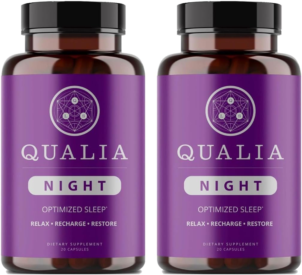 Qualia Night Sleep Aid | Non-Habit Forming | Science-Backed Supplement per il sonno profondo rinfrescante | Melatonin-Free, Vegan, Non OGM, Senza glutine