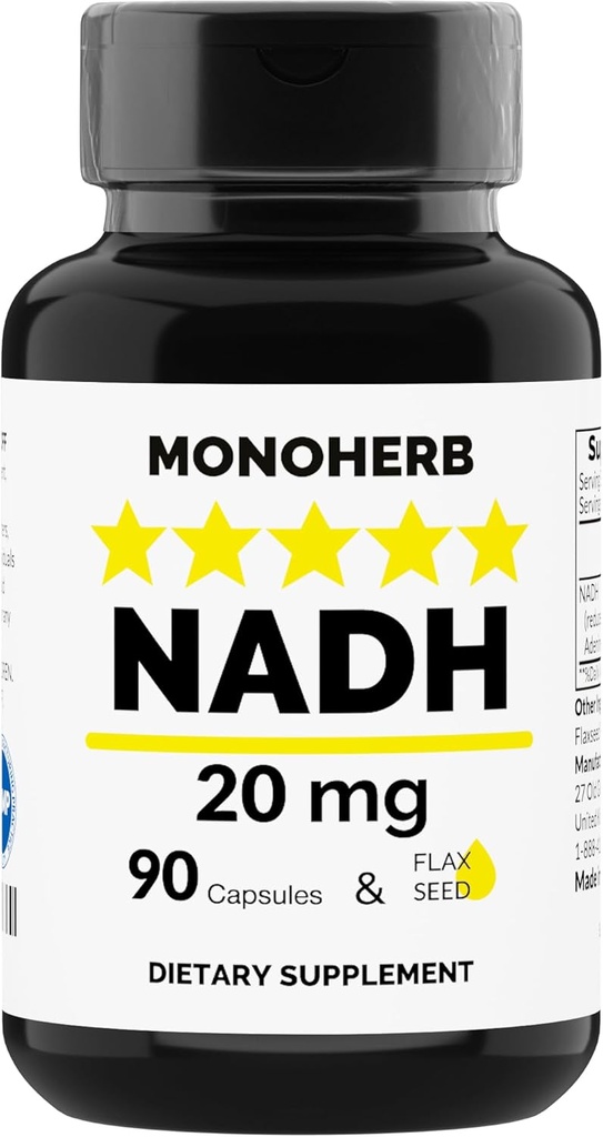 MONOHERB NADH 20 mg - 90 capsule vegetariane - Ridotto Nicotinamide Adenine Dinucleotide Supplemento