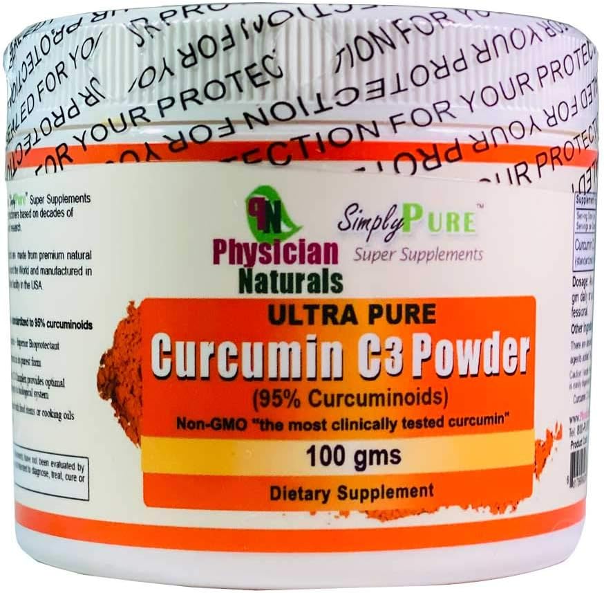 Ultra Pure Curcumin C3 Complex Polvere 100% Pure Curcumin Turmeric Extract 100 GMS 11X Absorption Joint Support and Immune Health