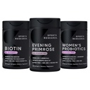 Integratore di Primiso di Sera di Ricerca Sportiva da Olio Pressato Freddo, Vegan Biotin 10.000mcg con Olio di cocco & Probiotici Donna con Prebiotici, 65 miliardi di CFU
