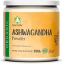 Polvere di radice di Ashwagandha organica | 5.29oz Jar riutilizzabile | 100% cruda dall'India | Withania Somnifera - Polvere di supplemento di erbe ayurvedica