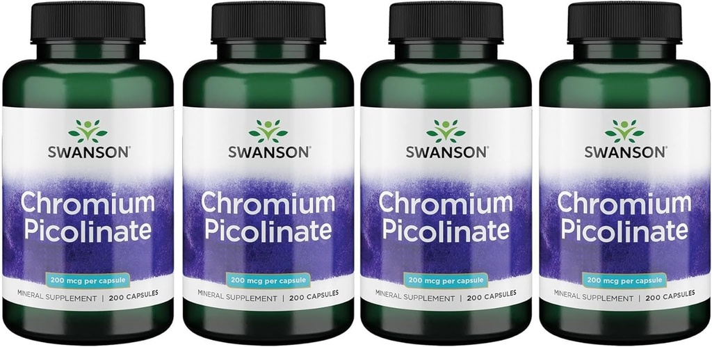 Swanson cromo picolinato - integratore naturale Promuovere il metabolismo e la gestione del peso - Supporta livelli sani già all'interno della gamma normale - (200 capsule, 200 mcg ciascuno)