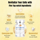 Anti-invecchiamento, Resveratrolo,NADH& PQQ, Capelli sani, Pelle e Unghie, Salute cellulare, Spermidina, Ubiquinol, GMP, Made in USA 60 capsule