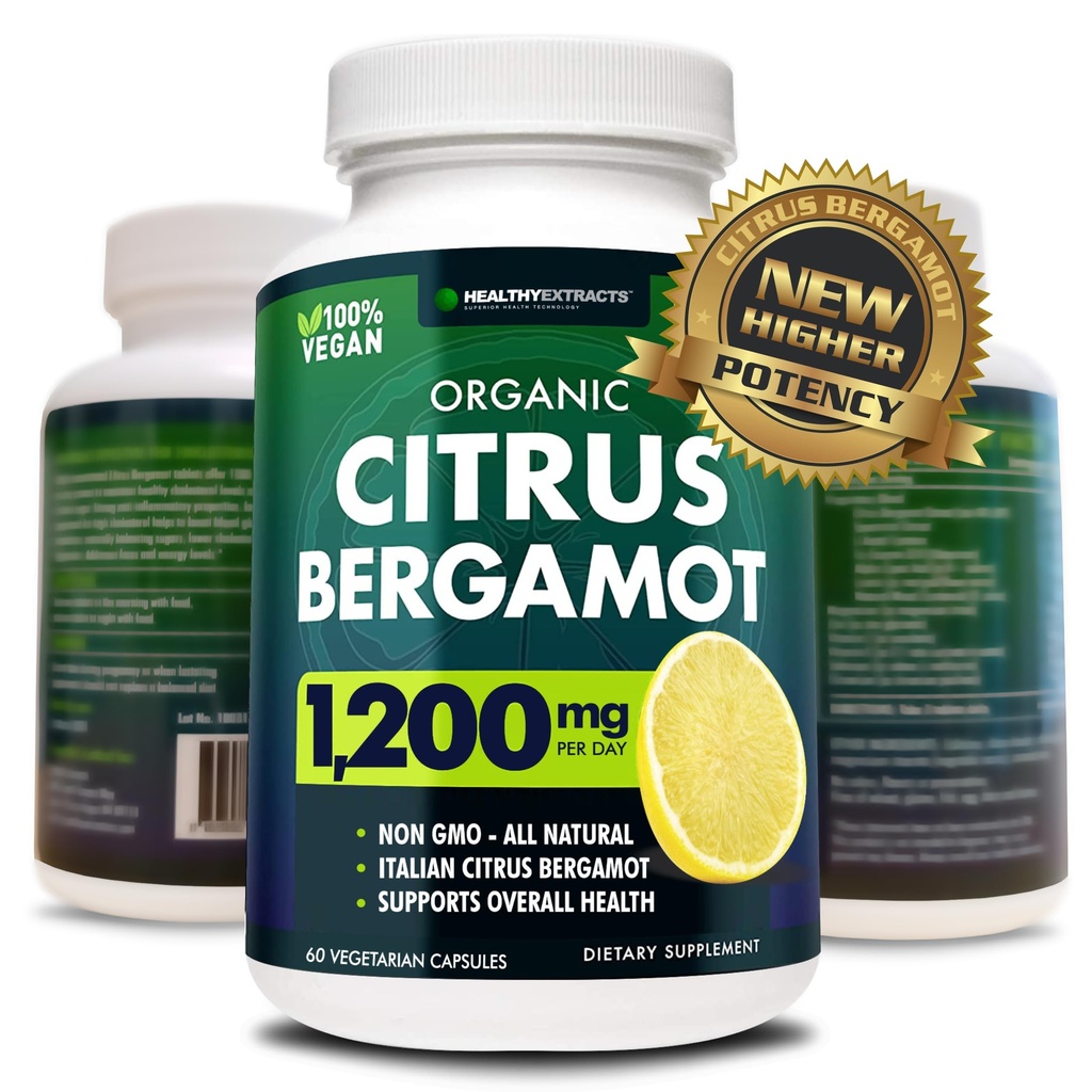 Citrus Bergamot Supplemento – 150:1 Estratto, 1200mg per Serving, 80% Polifenoli, Supplemento per Alto Colesterolo, Fonte italiana, 60 Conte, 1 Mese di fornitura, Made in the USA