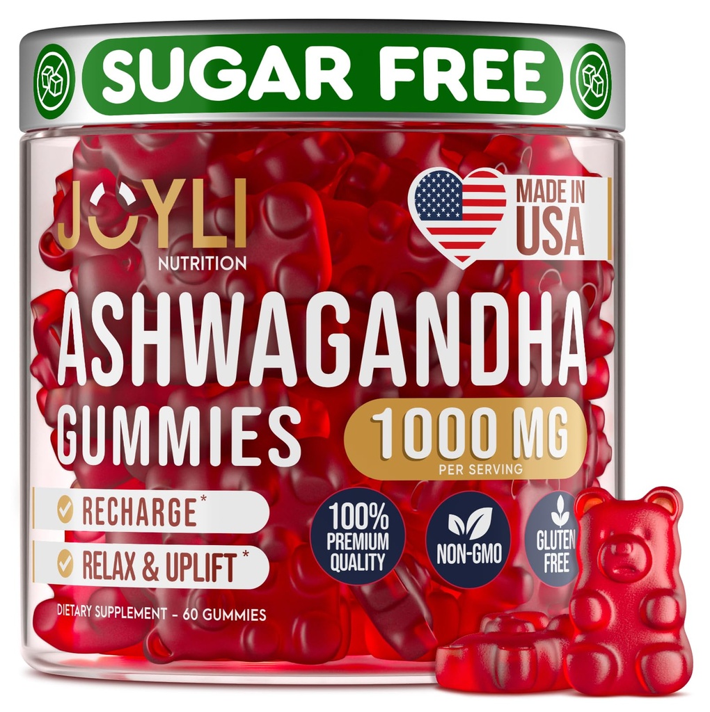 Ashwagandha Gummies per le donne e gli uomini - Gummie naturali calma con Ashwagandha Root Extract Vitamina C Zinc - Ashwagandha Herbal Supplemento per il sonno Stress Balance - 60 Vegan Sugar Chews gratis