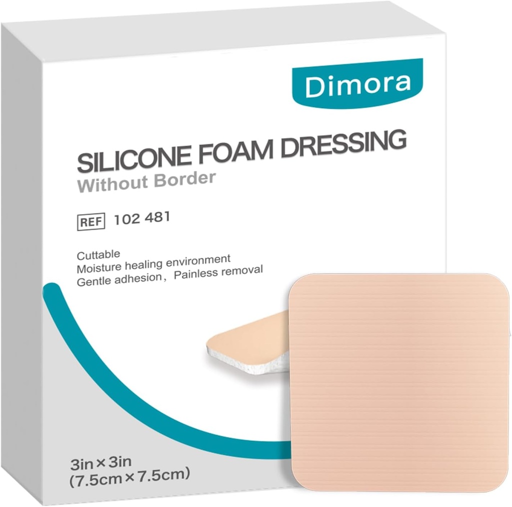 Dimora Silicone Foam Dressing Senza Border 10 Pack- 3"x 3" Altamente assorbente Adesive Bandages Impermeabile per Guarnizioni, Tappeti per la cura dei tessuti e abiti