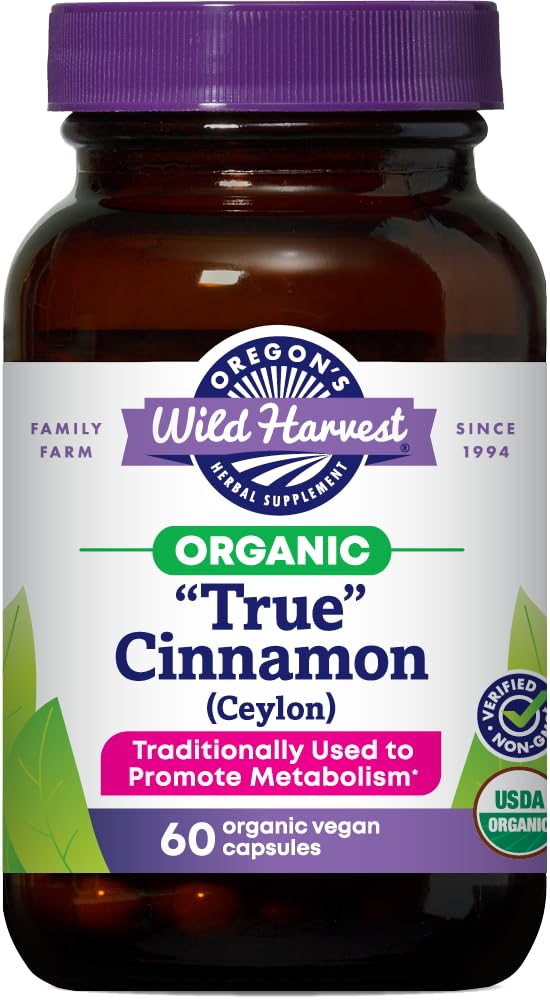 L'Oregon's Wild Harvest Organic True Cinnamon Ceylon 60 Count Vegan Capsule