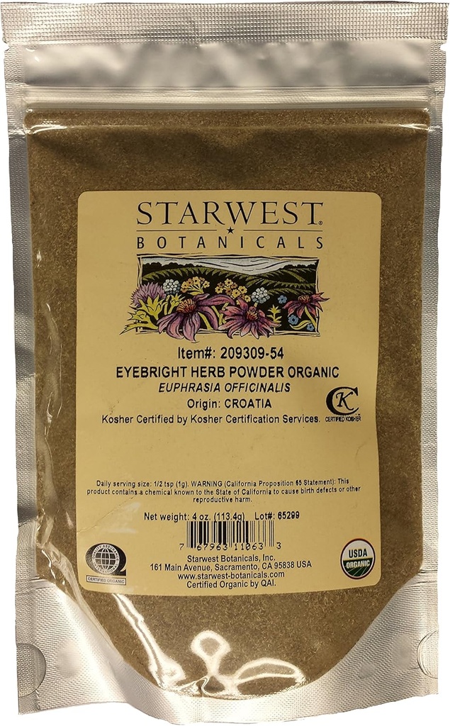 Polvere di erbe oculari - 4 Oz, (Orto Botanici di inizio ovest)