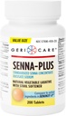 GeriCare Senna Plus Lassativo naturale con Sgabello Ammorbidente, Docusate Sodium 50mg, Sennosides 8.6mg, 200 compresse (Pack of 1)