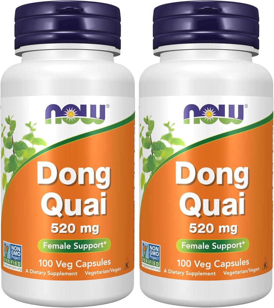 NOW Integratori, Dong Quai (Angelica sinensis) 520 mg, Supporto femminile*, 100 capsule di Veg (Pack of 2)