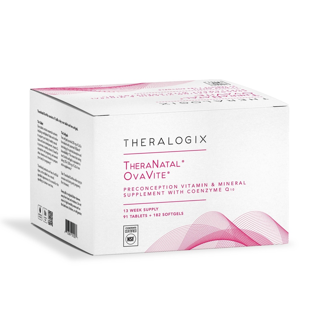 Theralogix TheraNatal OvaVite Preconception Vitamine - 13-Week Alimentazione - Vitamine Prenatali & Fertilità Supplemento per le donne con CoQ10* - Certificato NSF - 91 Tabs, 182 Softgels (91 Servings)