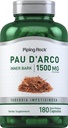 Piping Rock PAU D'Arco Capsule | 1500 mg | 180 pillole | Bark interna | Estratto di erbe Supplemento | Non OGM, Gluten Free
