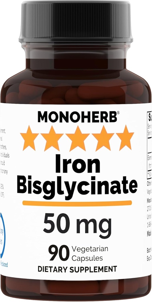 Iron Bisglycinate 50 mg - 90 capsule di veg - 50 mg di ferro elementare per capsula
