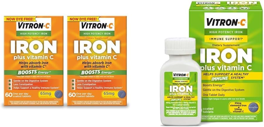 Vitron-C ferro supplemento, una volta al giorno, ferro ad alta potenza più vitamina C & ferro supplemento & supporto immunitario
