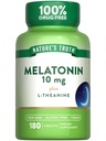 La verità della natura Melatonin Tablets | 10mg | 180 Count | con L-teanina | 100% Droga Supplemento gratuito per gli adulti | Vegan, Non OGM & Gluten Supplemento gratuito