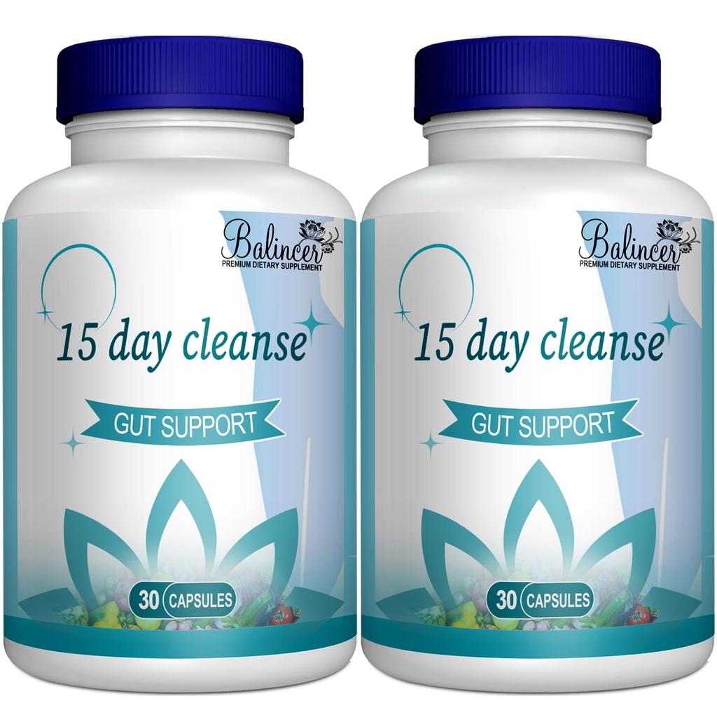 15 giorni Cleanse, Gut e Colon Supporto, Avanzato 15 giorni Gut Cleanse Detox per le donne e gli uomini con Senna, Cascara Sagrada & Psyllium Husk, Non-GMO, 30 capsule