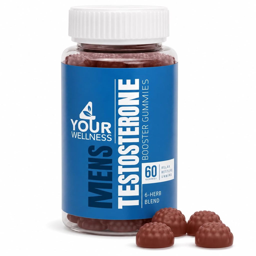 Testosterone Booster Gummies supplemento per gli uomini, aumentando la crescita muscolare, Stamina e prestazioni con Tongkat Ali, Horny Goat Weed, Tribulus Terrestris, Fenugreek, & Maca (60 conteggio (Pack of 1))