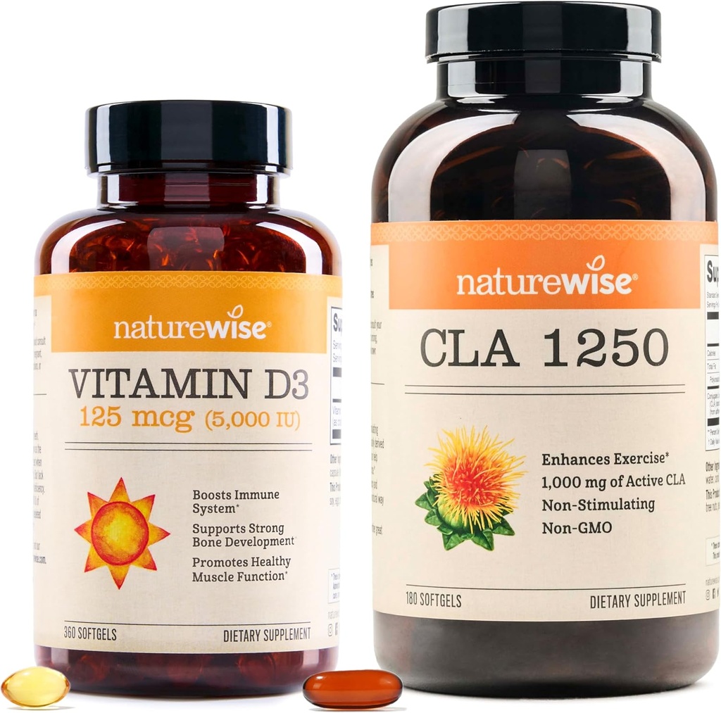 NatureWise Vitamina D3 5000iu (125 mcg) 1 anno di alimentazione CLA 1250