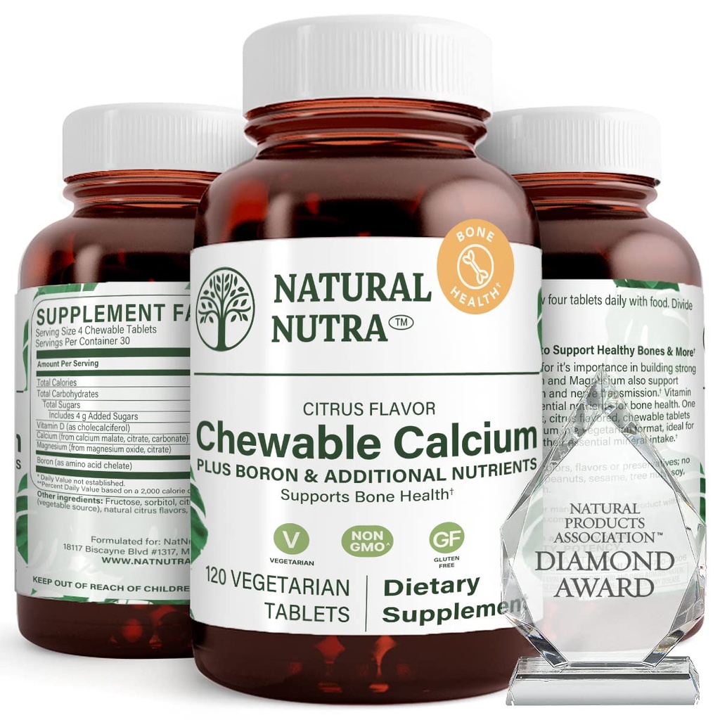 Nutra naturale Chewable Calcium Supplemento per la forza del chiodo, promuove la salute del muscolo, aiuta a migliorare la salute dei denti, il sostegno Nerve Salute e la salute cardiovascolare, migliorare la resistenza del chiodo, 120 compresse
