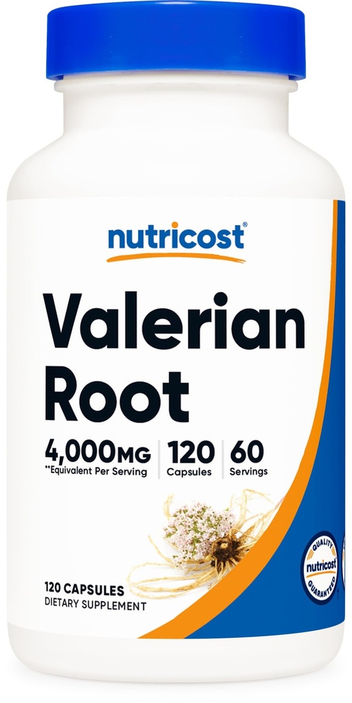 Nutricost Valerian Root Capsule (1000mg Per Serving) 120 Capsule - 4.000mg Equivalente Per Serve (4:1 Extract), Caps, Gluten Free, Non OGM