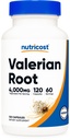Nutricost Valerian Root Capsule (1000mg Per Serving) 120 Capsule - 4.000mg Equivalente Per Serve (4:1 Extract), Caps, Gluten Free, Non OGM