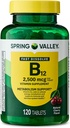 Spring Valley, Vitamina B12 2500 MCG, B12 Quick-Dissolve Cherry Flavor Tablets Integratore alimentare, Vitamina B12, 120 Conte - Nuovo look (Pack of 1)