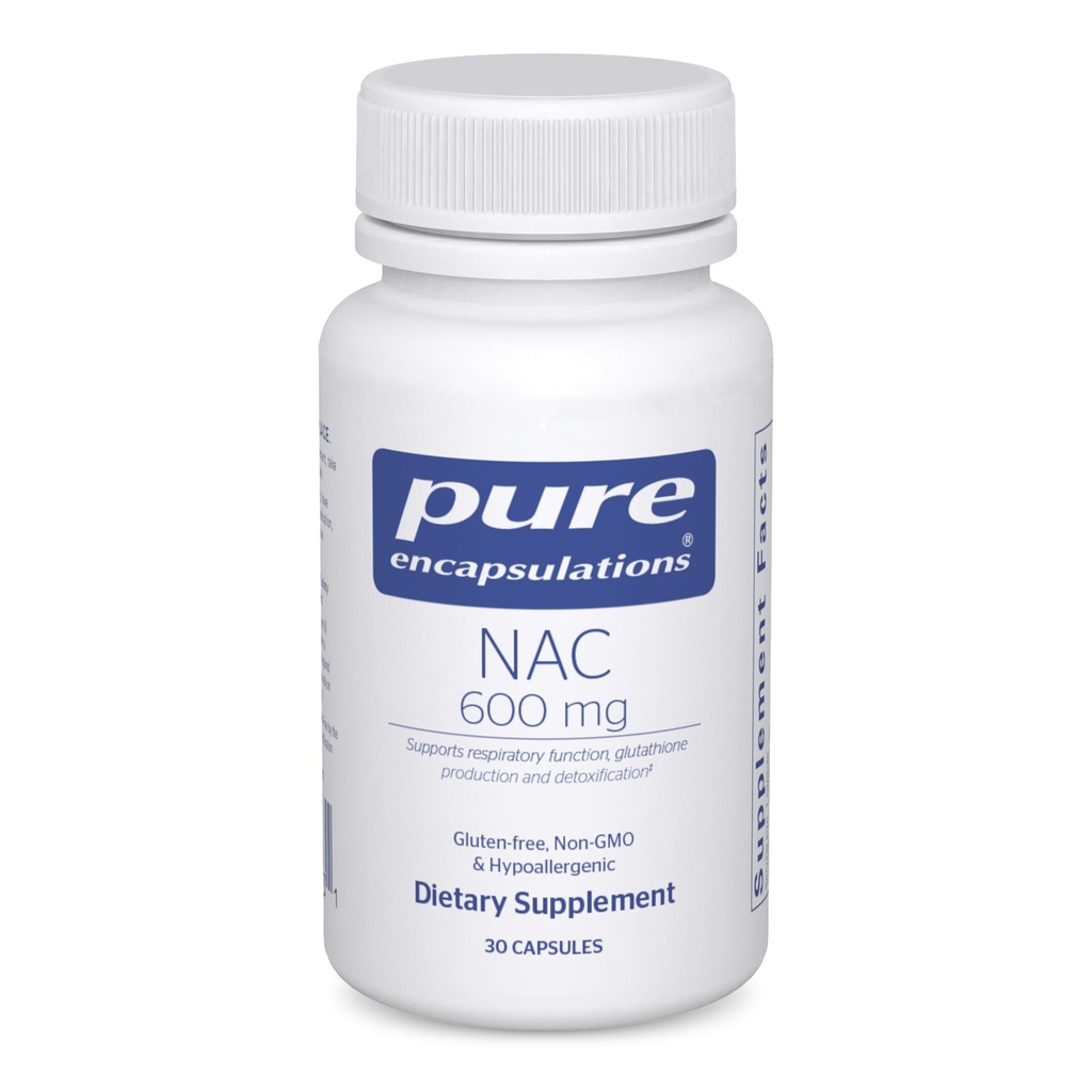 Pure Encapsulations NAC 600 mg - N-Acetyl Cysteine NAC Supplemento per la salute polmonare e il supporto immunitario, Supporto per fegato e antiossidanti* - con Freeform N-Acetyl-L-Cysteine - 30 capsule