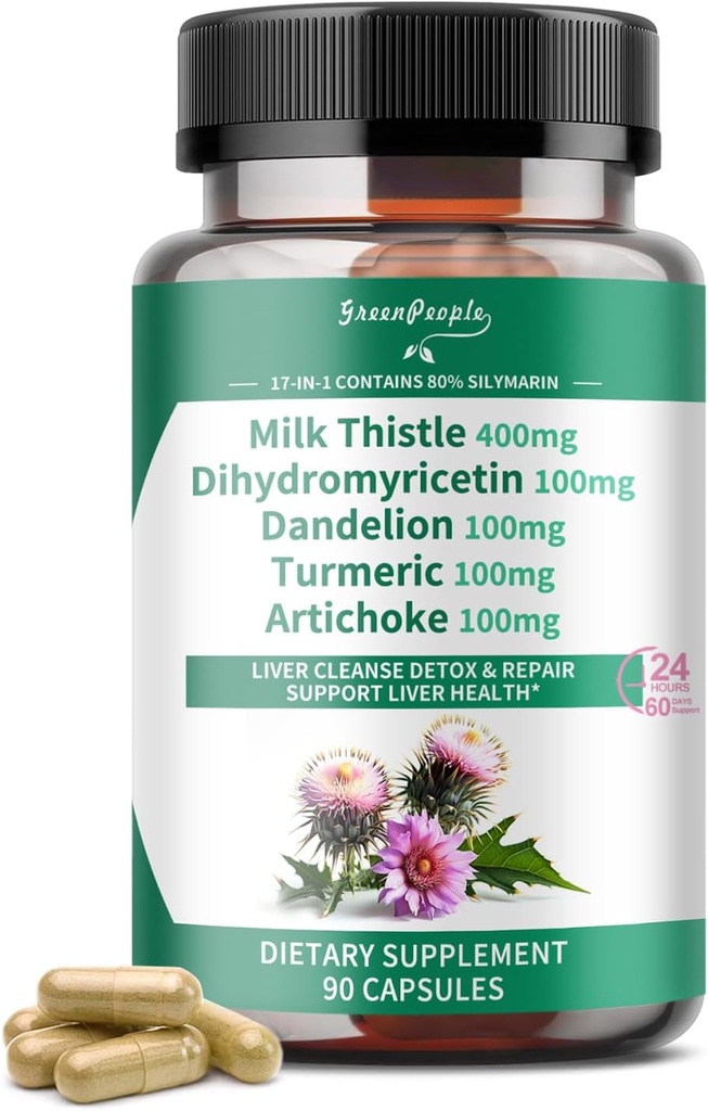 GREENPEOPLE Cleanr Detox & Repair - Latte di resistenza estratto 30X - Standardizzato e concentrato 80% Silymarin w/Vitamin,95% curcuminoids & 17+Liver Health Nutrienti a Revive & Thrive