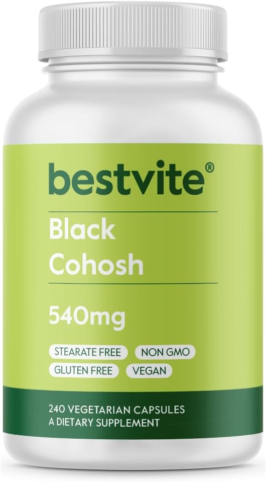 BESTVITE Black Cohosh 540mg (240 Capsule Vegetariani) - No Stearates - No Fillers - Vegan - Non OGM - Gluten Free