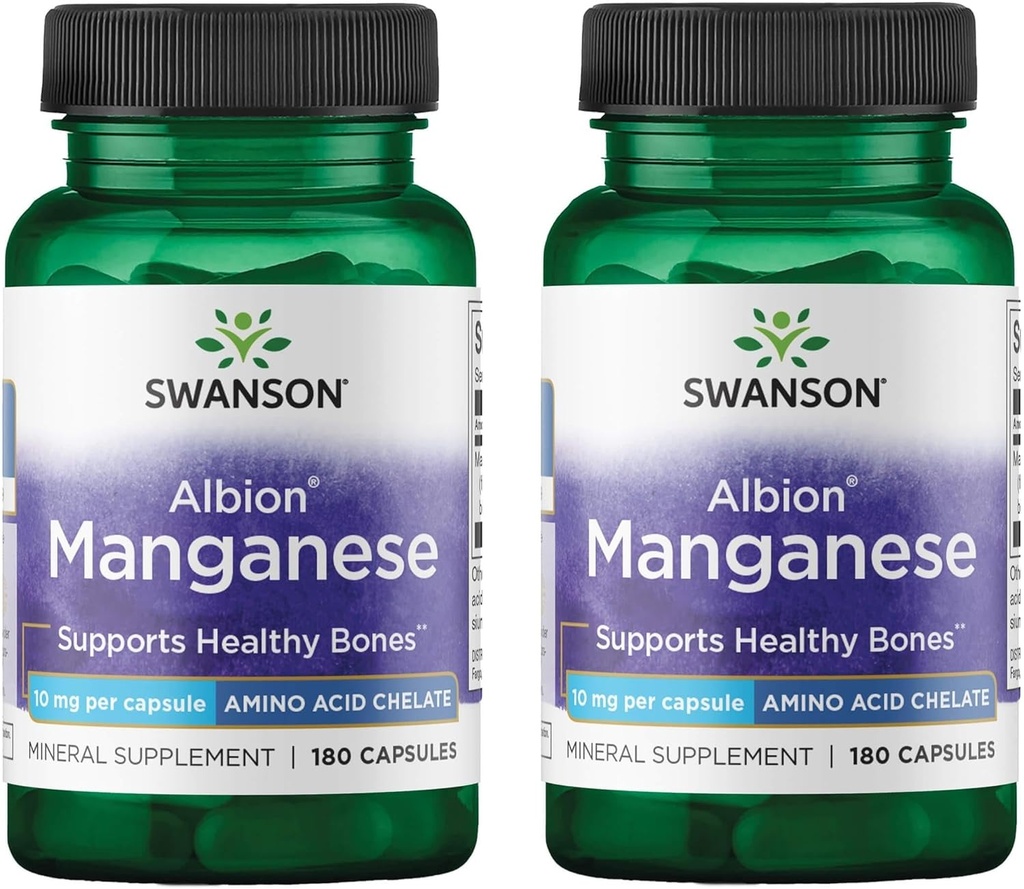 Swanson Albion Chelated Manganese 10 Milligrams 180 Capsule (2 Confezione)