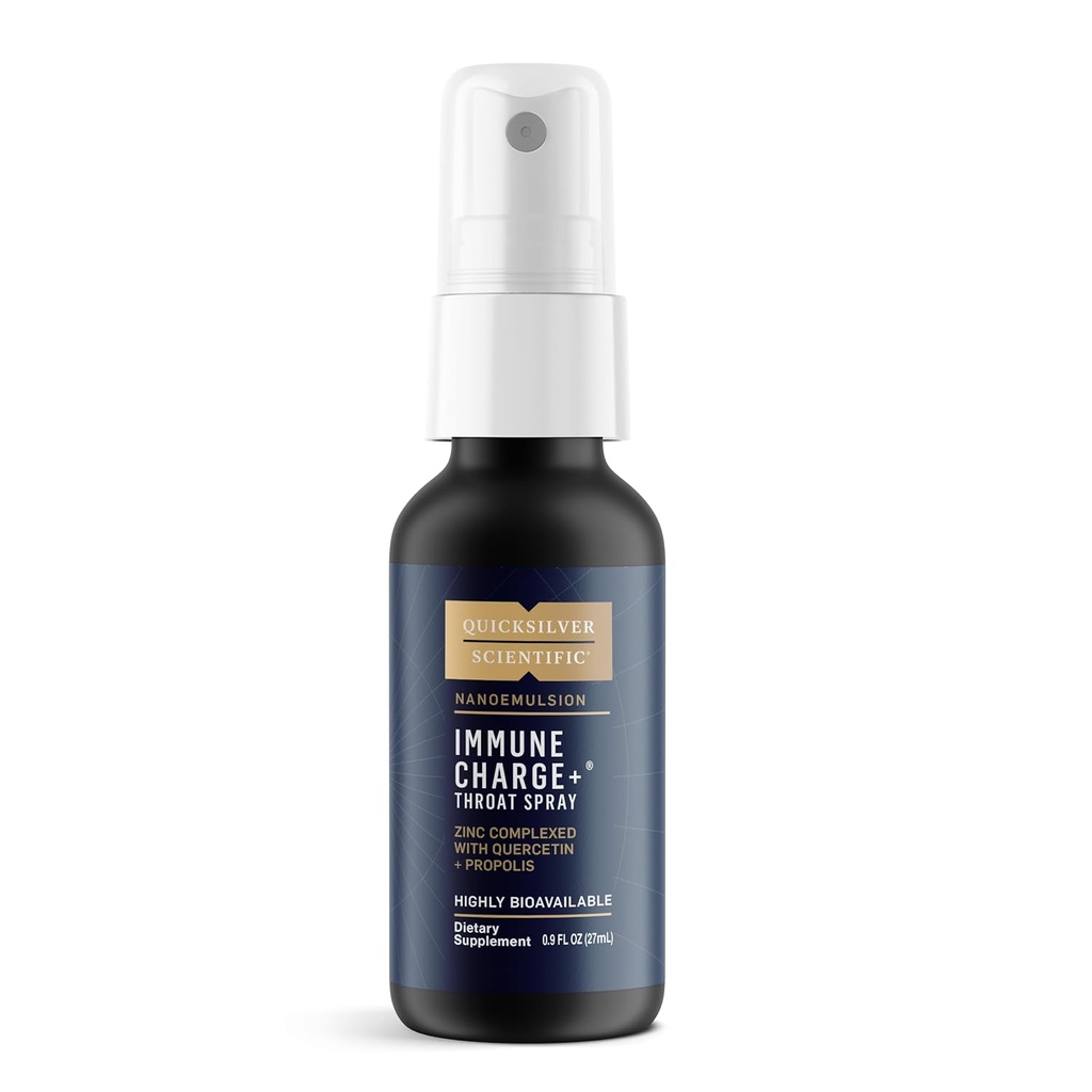 Quicksilver Scientific Immune Charge+ Zinc Throat Spray - Integratore Immune di Zinco Liquido con Quercetina - 'Throat Coat' con tecnologia di assorbimento Liposomico (0.9 fl oz / 27ml)