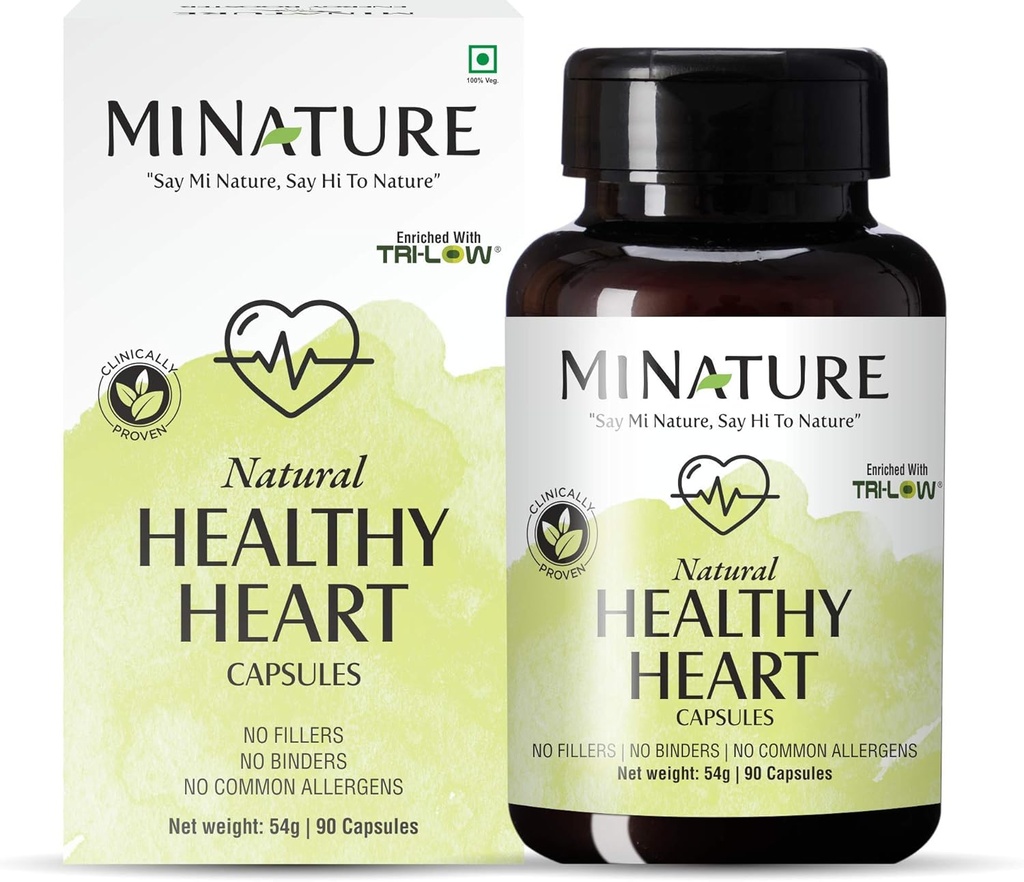 Arricchito con TRI-Low da mi Nature | 90 Veg Capsules | 45 Day Supply| 1000mg | TRI Low, Amla Extract, Garlic Extract, Arjuna Extract | Realizzato in Erbe Indiane