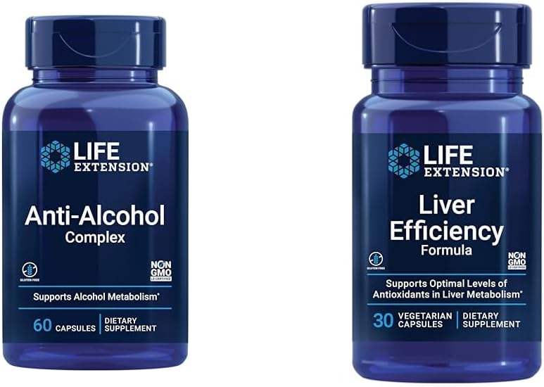 Life Extension Liver Health Support Bundle con Anti-Alcohol Complex e Liver Efficiency Formula