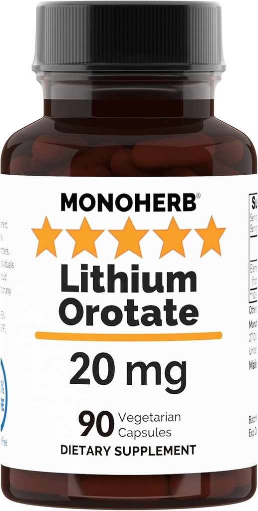 Lithium Orotate 20 mg di litio elementare per capsula - 90 capsule vegetariane