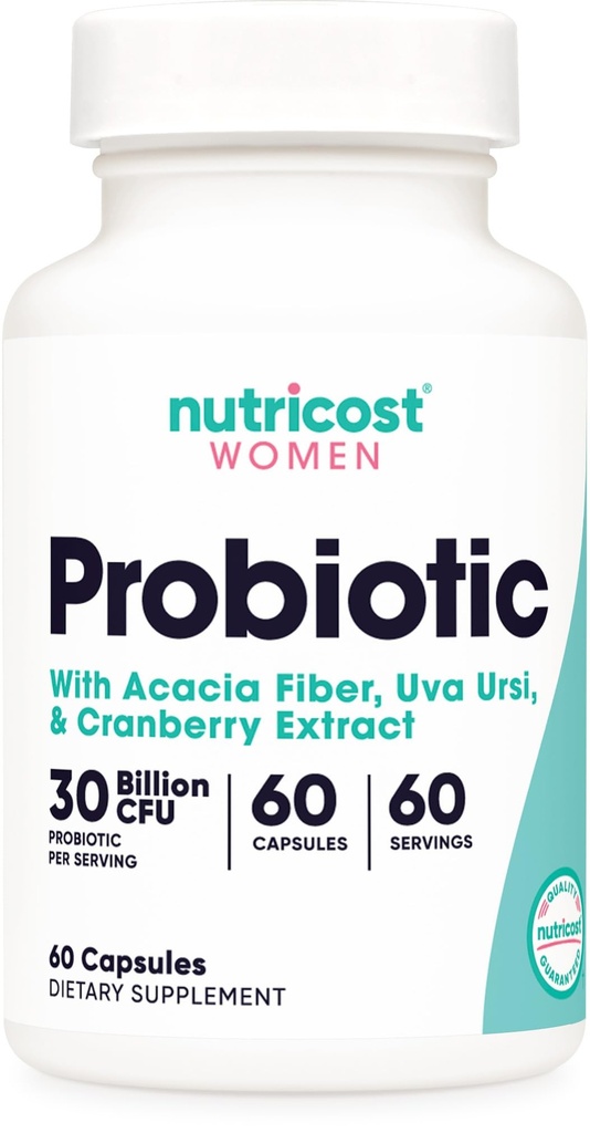 Nutricost Probiotico per le donne 30 miliardi di CFU, 60 capsule - Complesso con Acacia Fiber, Uva Ursi & estratto di mirtillo, Non OGM & Gluten Free