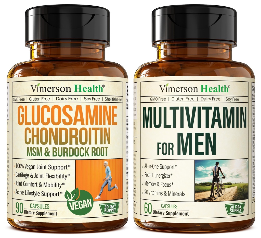 Vegan Glucosamina Chondroitin MSM Joint Support Supplement & Multivitamina completa per gli uomini