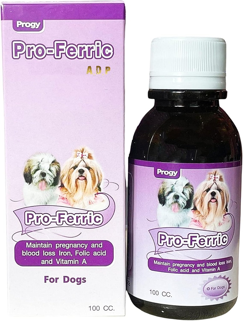 PRO-FERRIC 100 CC. Liquido Tonico Migliore Pet Booster Sangue Supporto per Cani Puppies Ferro & Multi Vitamins Supplemento Super Increasing Animal Immunity Energy & Power, Folic B6 B12 promuove globuli rossi