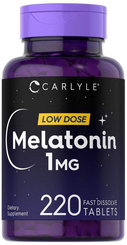 Carlyle Melatonin 1 mg | 220 compresse dissolve veloci | Low Dose | Vegetariano, Non OGM, Gluten Free
