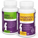 Intimo Rose Combo Pack! Flora Bloom Probiotici per le donne (una bottiglia) e Boric Balance Boric Acid (una bottiglia) 2 Pack