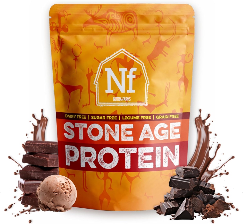 Nutra Farms Stone Age Protein | Gluten-Free Egg White Protein Powder | Polvere bianca dell'uovo | Dairy Free, Sugar Free & Gut-Friendly | Chocolate, 2 lbs