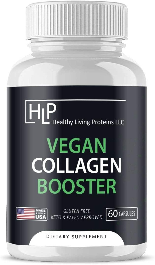 Proteine viventi salutari | Booster collage vegano | Aiuta il supporto & Boost Collagen nel tuo sistema per capelli sani, pelle, unghie | Vegan, vegetariano, Keto, Paleo, Gluten Free | Capsules (60 Conte)