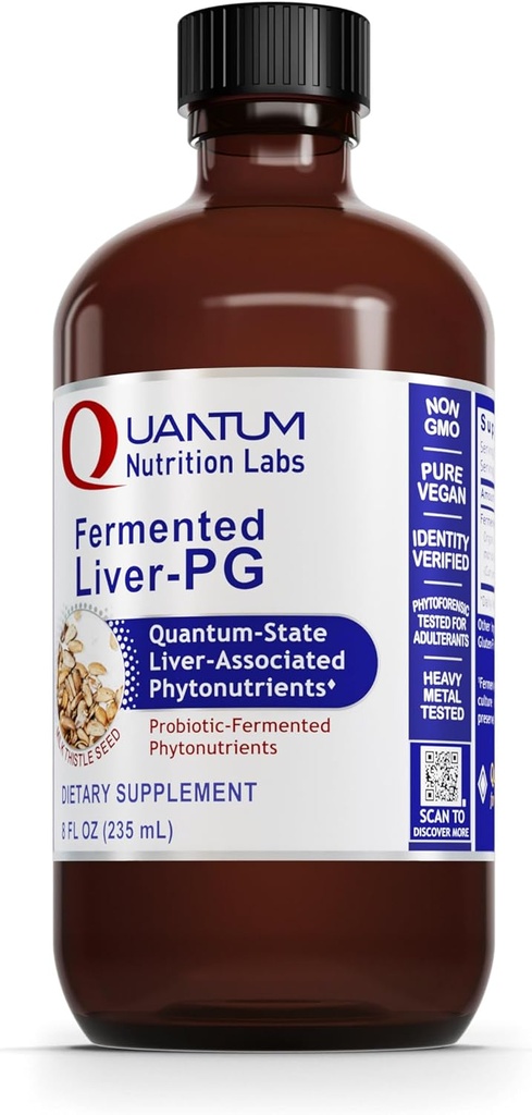 QNL Fermented Liver-PG - Vegan Liver Aid Supplement - Contiene Organic Turmeric & Milk Thistle - Integratore di supporto per le donne e gli uomini - 8 fl oz