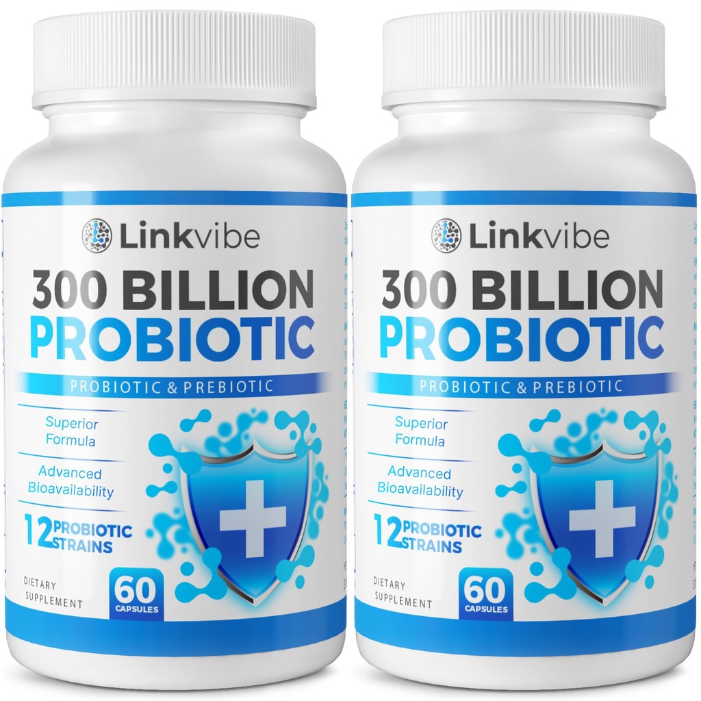 Probiotico 300 miliardi di CFU - 12 Stin con Prebiotici Organici per Digestivo & Gut, Immune, Bloating Health - Probiotici per Donne e Uomini - Daiificio Giornaliero Libero, Scaffale Stabile - 120 Conti
