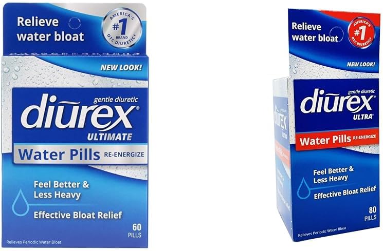 Diurex Ultimate 60 Count & Ultra 80 Contare le pillole dell'acqua Bundle - Diuretico di resistenza massima per il sollievo di Bloat Prompt