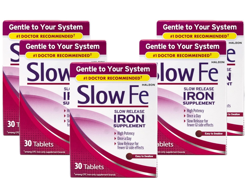Ferro da stiro lento Fe supplemento, alta potenza, una volta al giorno, Gentle su sistema, 30 compresse (pacchetto di 5)