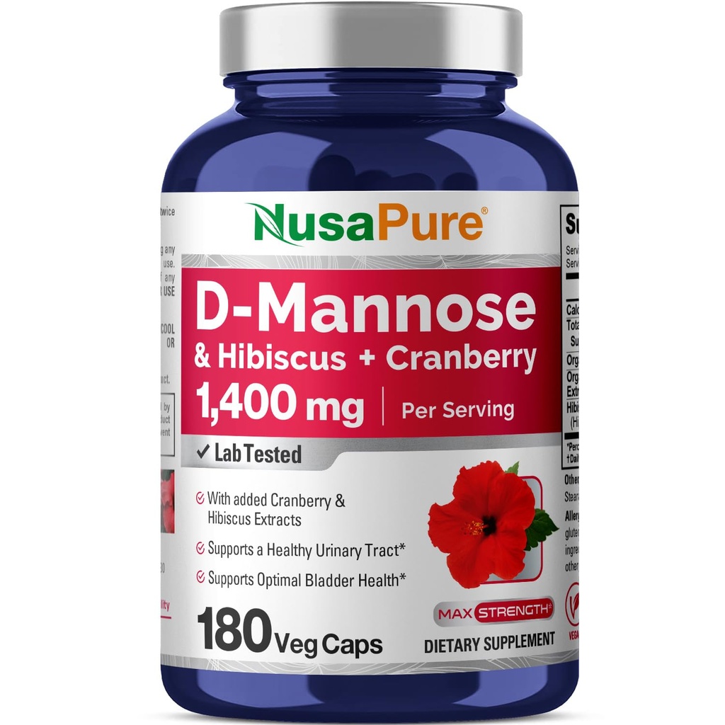 NusaPure D-Mannose Complex 1400 mg (con Hibiscus e Mirtillo) - 180 Caps Veggie.