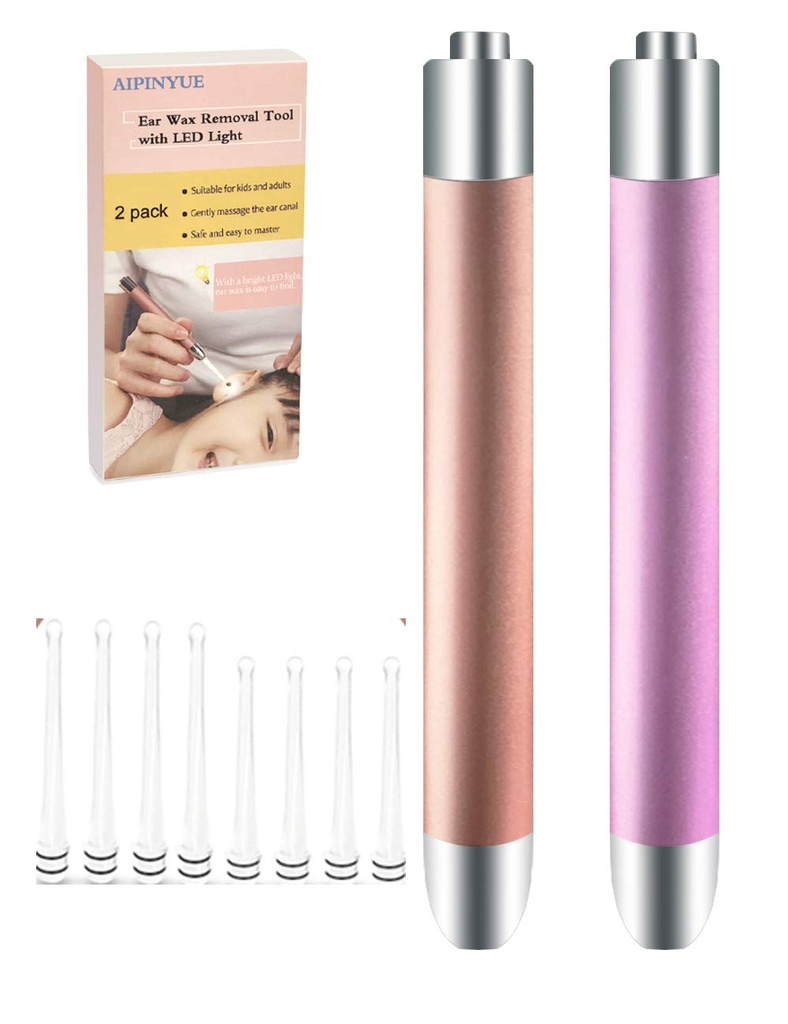 Raccogliere l'orecchio, Strumento di rimozione della cera posteriore, Kit di pulizia dell'orecchio delle luci del LED,Slittamento della versione modificataNon-Slip, Testa di Spoon di sicurezza soffitta,sostituibile e facile da pulire,Materiale sicuro